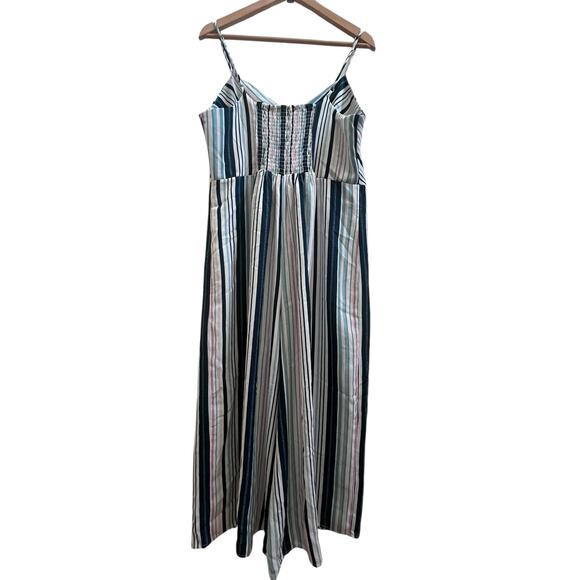 Xhiliration Striped Sleeveless Keyhole Front Cropped Jumpsuit Junior Size XL - Picture 4 of 14